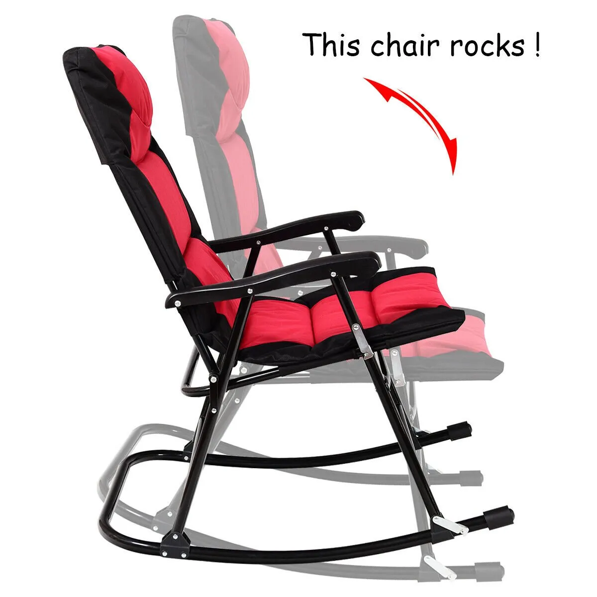 3 Pcs Folding Bistro Set Outdoor Rocking Chairs and Table Set-Red