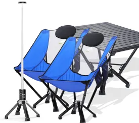 4-Pack: 2xBlue High Back Chairs 1xLong Table 1xLight