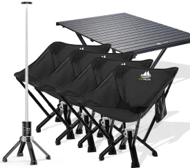 6-Pack: 4xBlack Classic Chairs 1xLong Table 1xLight