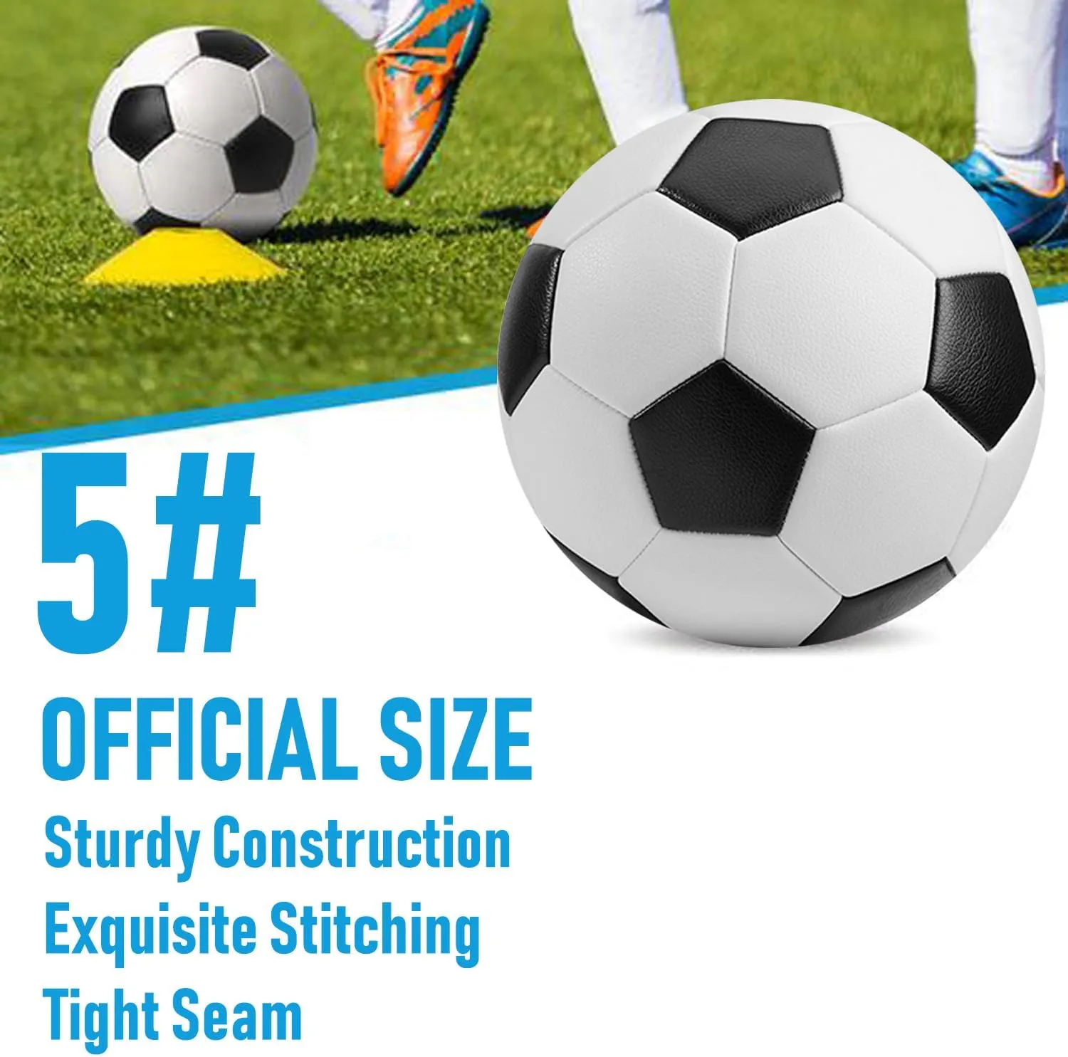6 Pack Classic Soccer Balls Size 5/4/3 Includes Ball Pump and Net Bag??Soccer Training Ball Practice for Kids and Adults??Competition Soccer for Indoor Outdoor
