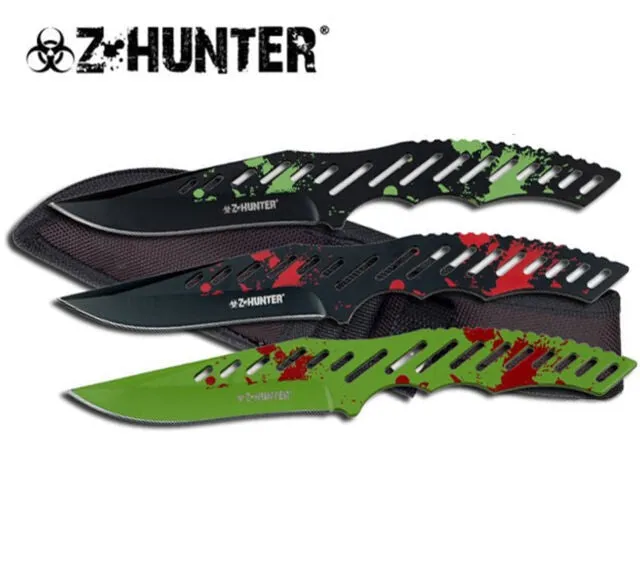 9" Throwing Knife Set 3 PC Blood Splatter Thrower Knives Z-Hunter