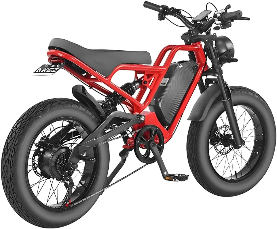 AKEZ 1500W Electric Bike,135N.M,Peak 3000W 35MPH Electric Dirt Bike for Adults,52V/48V 18AH/41AH Removable Battery Electric Mountain Bike,20'' Fat Tire Commuter Ebike,7Speed,with Hydraulic Brake