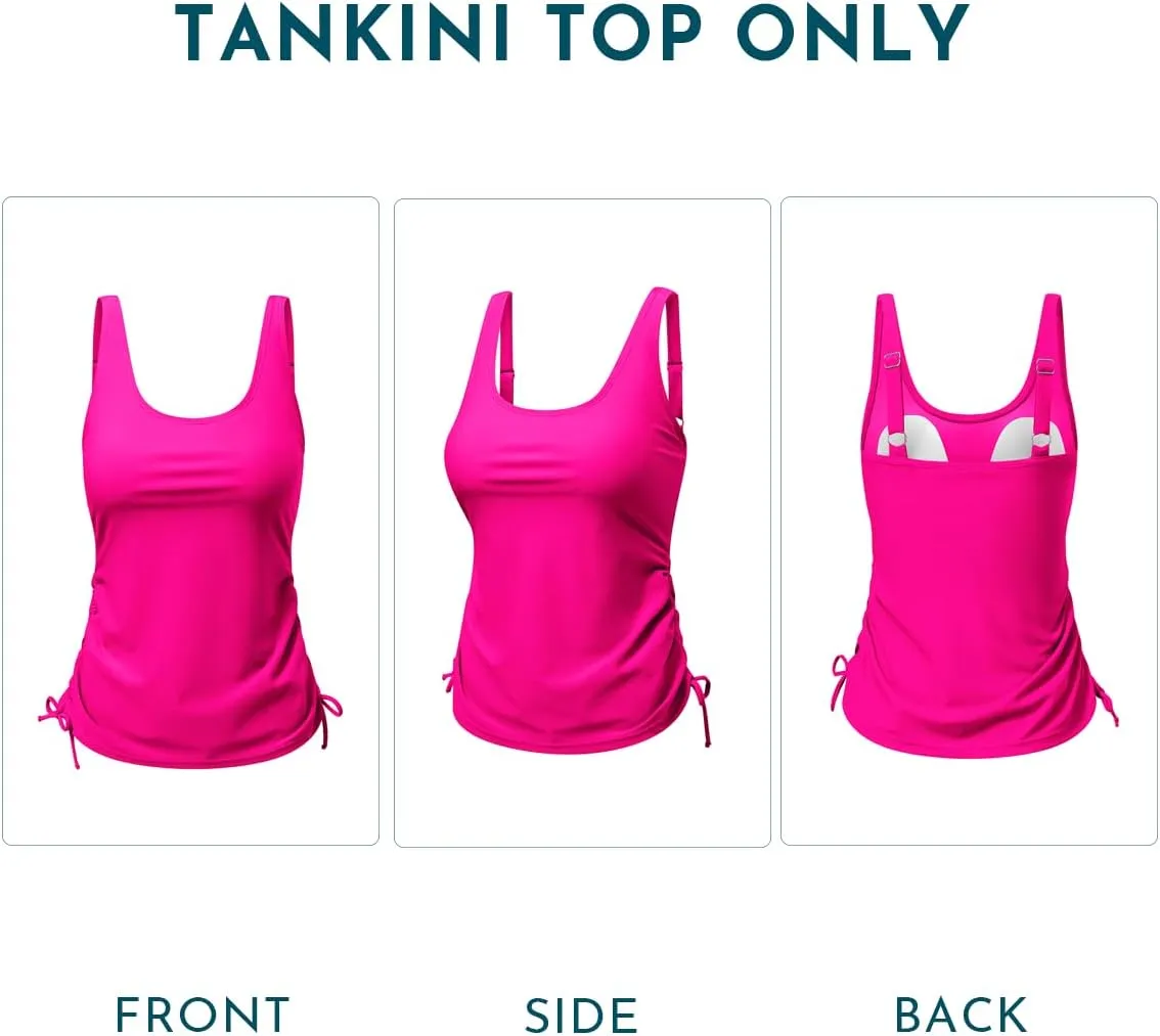 Aleumdr Womens Tankini Top Only Ruched Tummy Control Bathing Suit Top Modest Swim Tank Top No Bottom