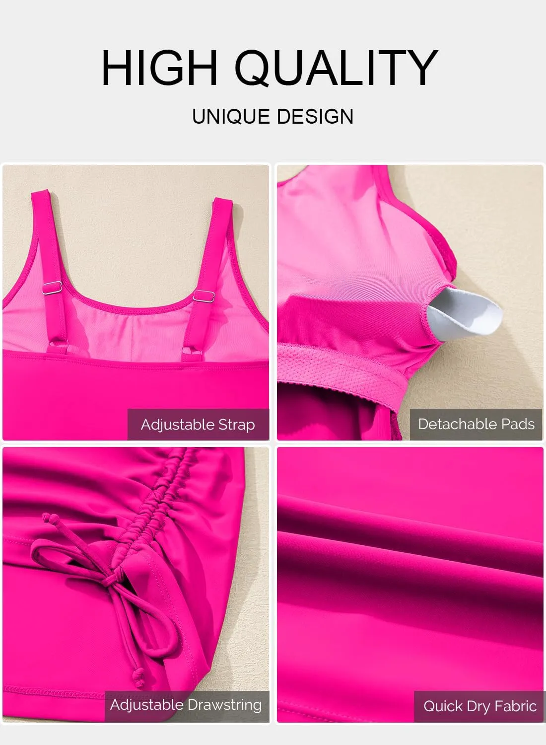 Aleumdr Womens Tankini Top Only Ruched Tummy Control Bathing Suit Top Modest Swim Tank Top No Bottom