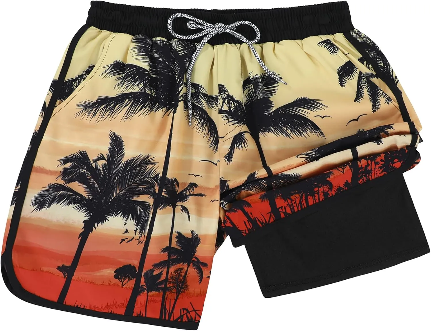 American Trends Men's Swim Trunks Board Shorts Quick Dry Mens Swimming Trunks with Compression Liner