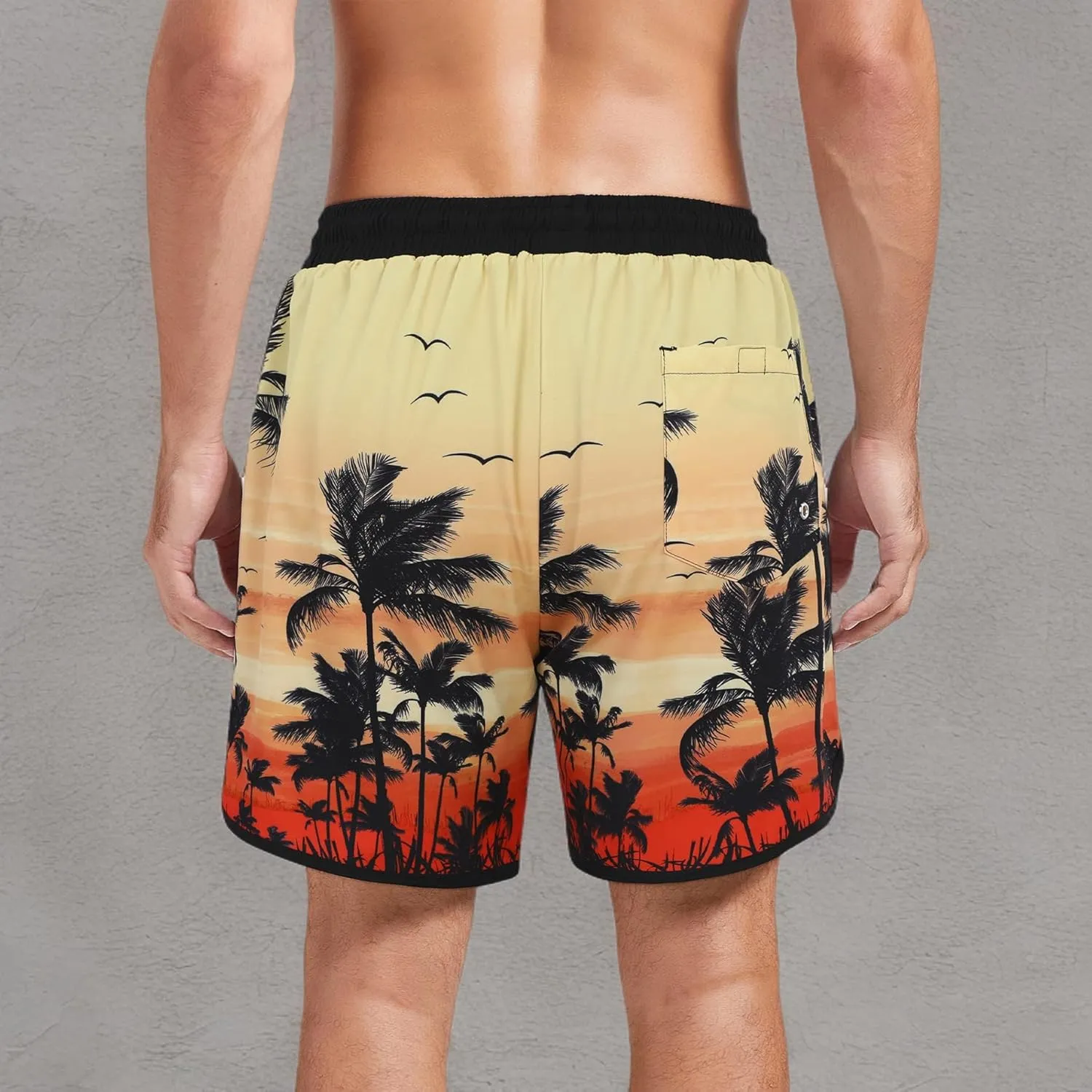 American Trends Men's Swim Trunks Board Shorts Quick Dry Mens Swimming Trunks with Compression Liner