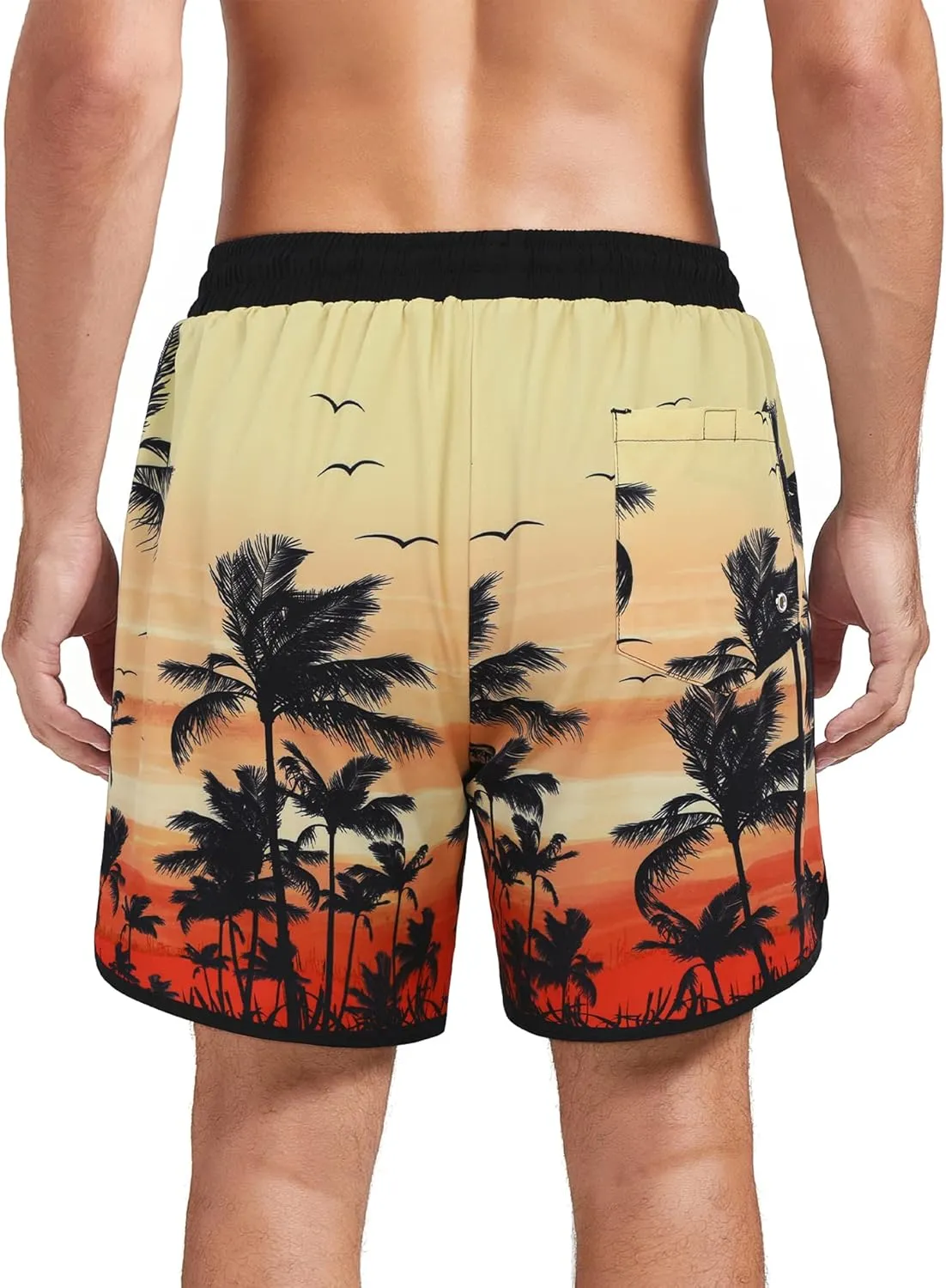 American Trends Men's Swim Trunks Board Shorts Quick Dry Mens Swimming Trunks with Compression Liner