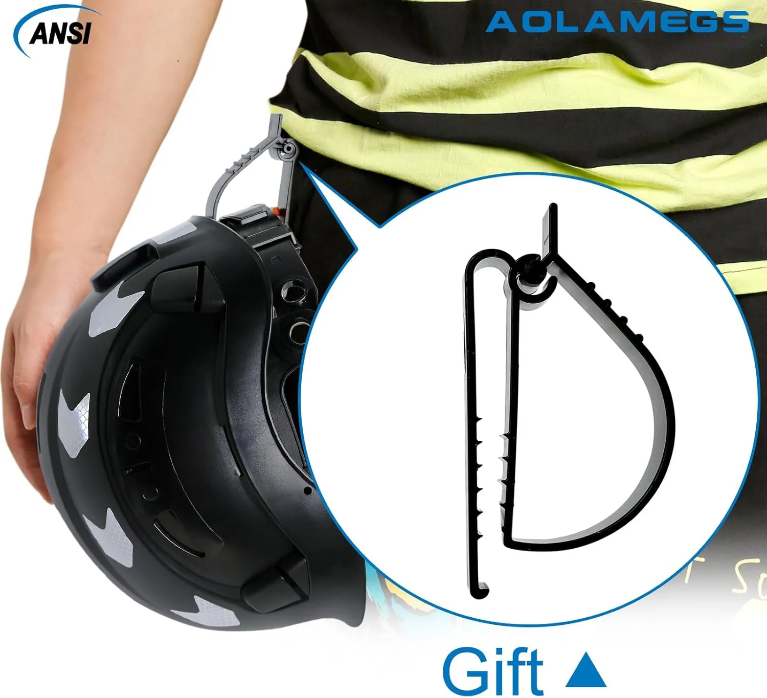 AOLAMEGS Construction Safety Hard Hat - ANSI Z89.1 Type  OSHA Approved Safety Helmets with Chin Straps Lightweight Reflective Vented ABS Hard Hats For Men Women Industrial Workwear 6-point Suspension