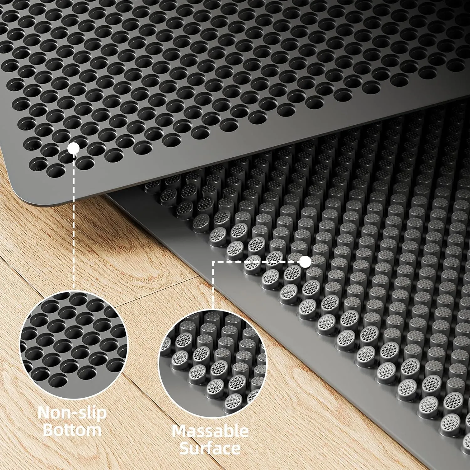 ASOBEAGE Silicone Outdoor Mat for Front Door: Anti Slip Waterproof Indoor Entrance Mat for Garage Garden Indoor Outside Industral Pool (30 ''x 17''-Grey)