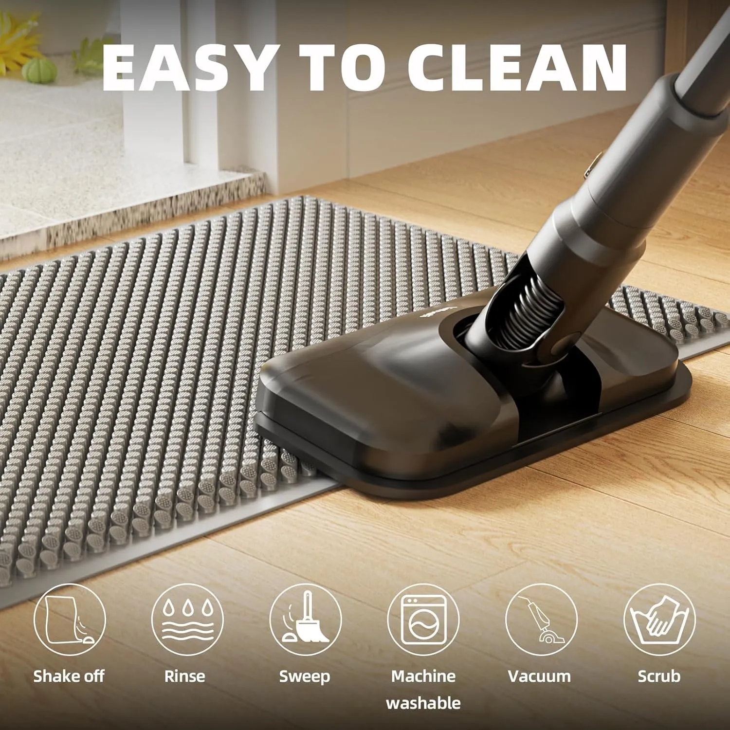ASOBEAGE Silicone Outdoor Mat for Front Door: Anti Slip Waterproof Indoor Entrance Mat for Garage Garden Indoor Outside Industral Pool (30 ''x 17''-Grey)