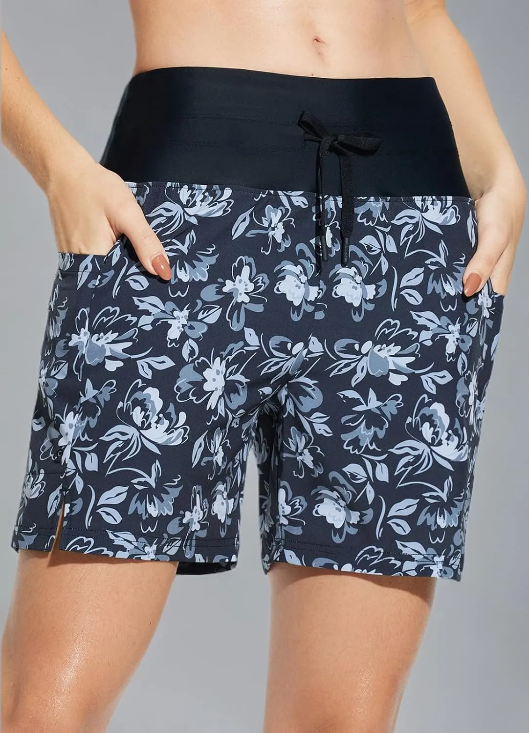 baleaf Women's 9" High Waisted Swim Board Shorts Quick Dry Swimsuits Bottoms with Drawstring