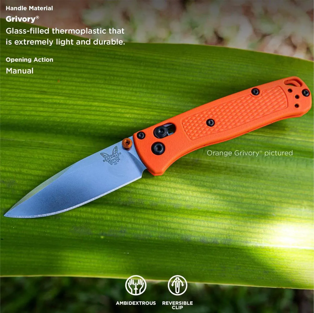 Benchmade 533-04 Limited Mini Bugout AXIS Folding Knife 2.82" S30V Satin Plain Blade Mesa Red Grivory Handles