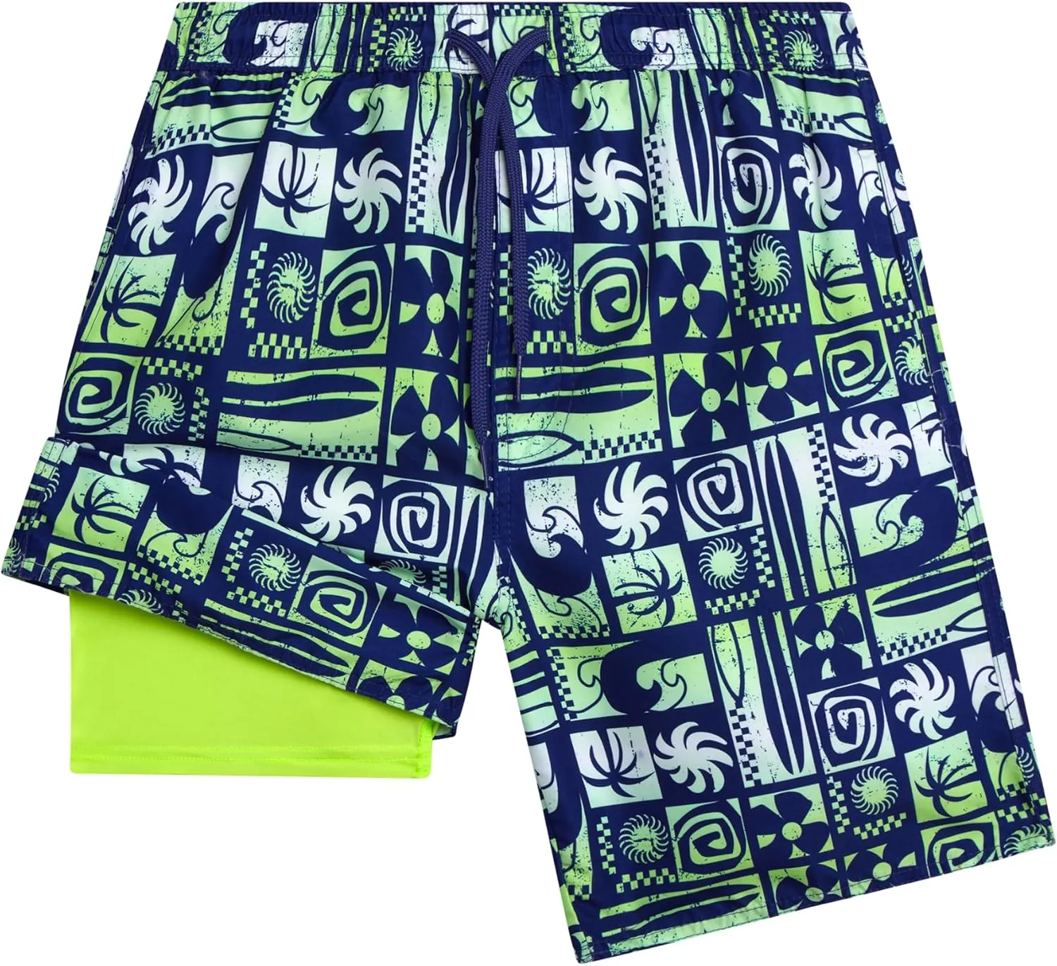 Boys Swim Trunks with Compression Liner Quick Dry Bathing Suit Swim Shorts (Sizes: 8-14)