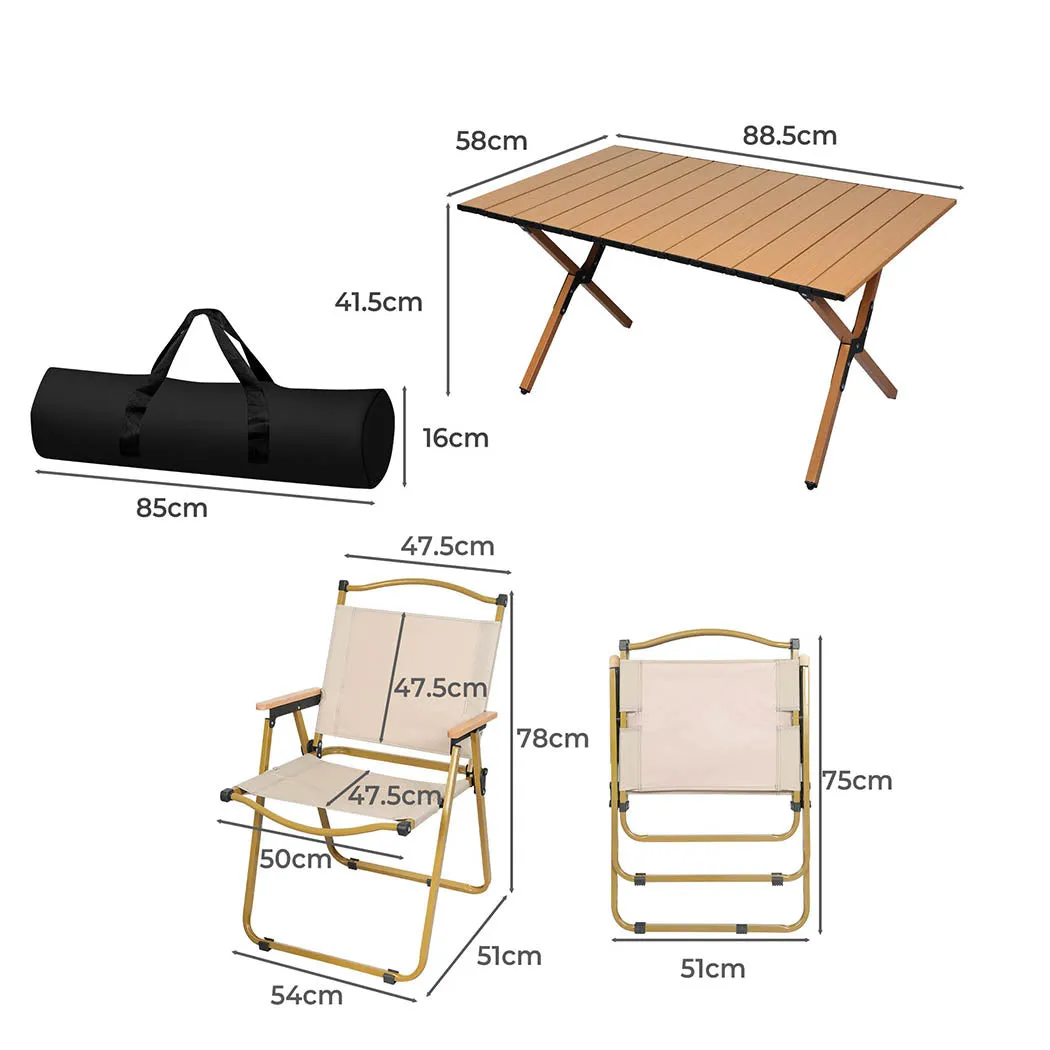 Camping Table and Chair Set Folding Portable Picnic Outdoor Egg Roll Foldable