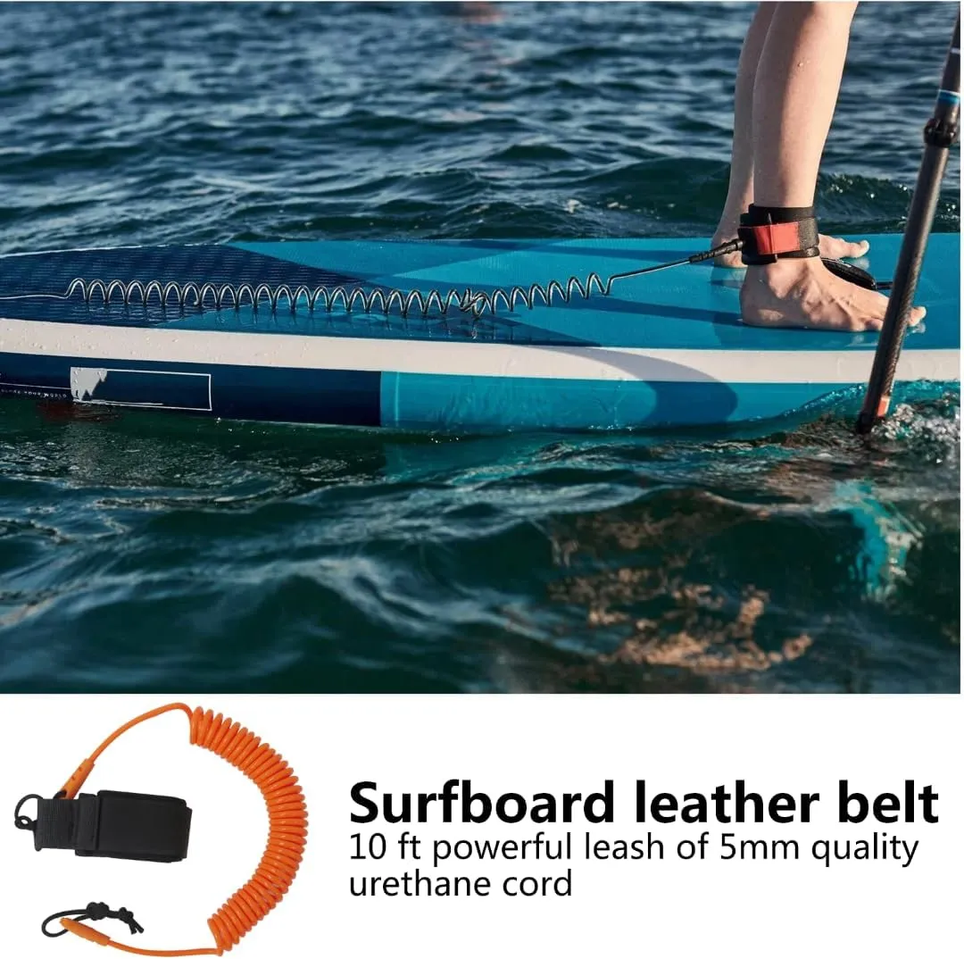 Coiled Leash 10' Surfboard Leash Sup Leg Rope Strap Stand Up Paddleboard Leash (Orange)