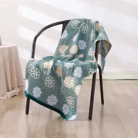 Cotton Bath Towel Soft Comfortable Beach Towel(Little Flower Dark Green)