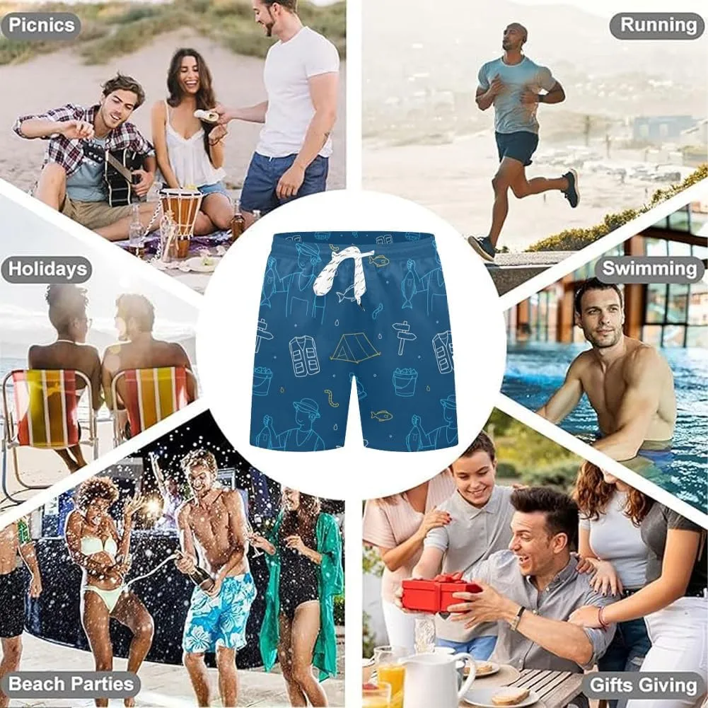 Custom Face Print Men's Swim Shorts Personalized Beach Shorts with Women Face for Men Funny Birthday Gift