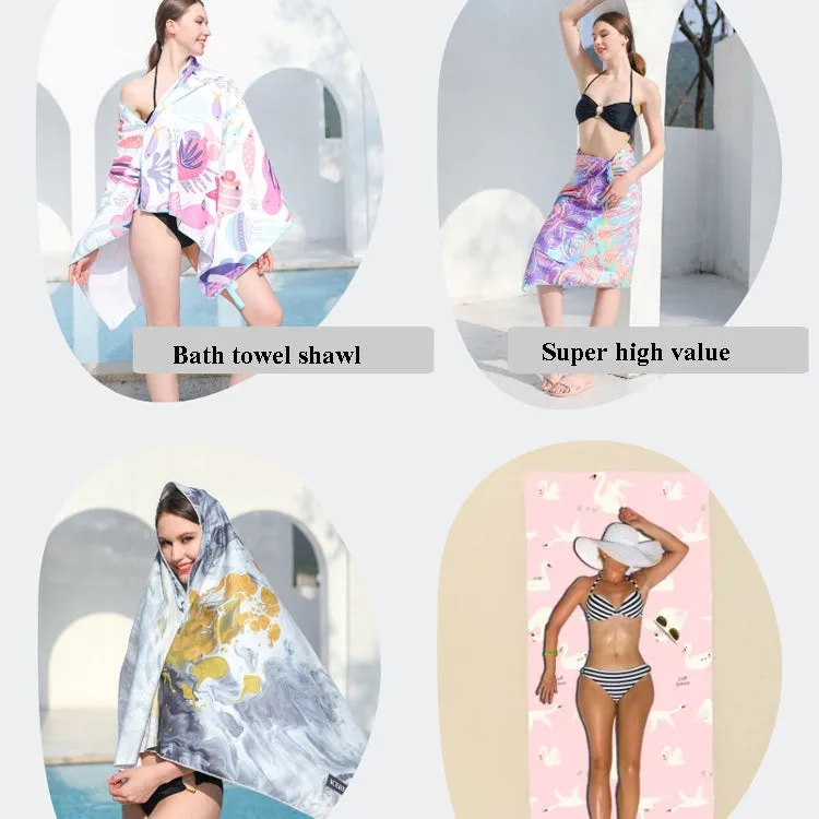 Double-Faced Velvet Quick-Drying Beach Towel Printed Microfiber Beach Swimming Towel, Size: 160 x 80cm(Gradient Forest)