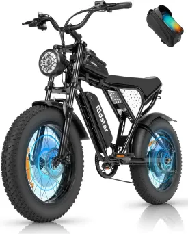 Electric Bike for Adults, ///,25/30/35MPH Dirt Bike, 48V 15/20AH,52V 40AH Removable Battery, Max 50-180Miles Motorcycle, 20" Fat Tire Ebike, 7-Speed & UL2849