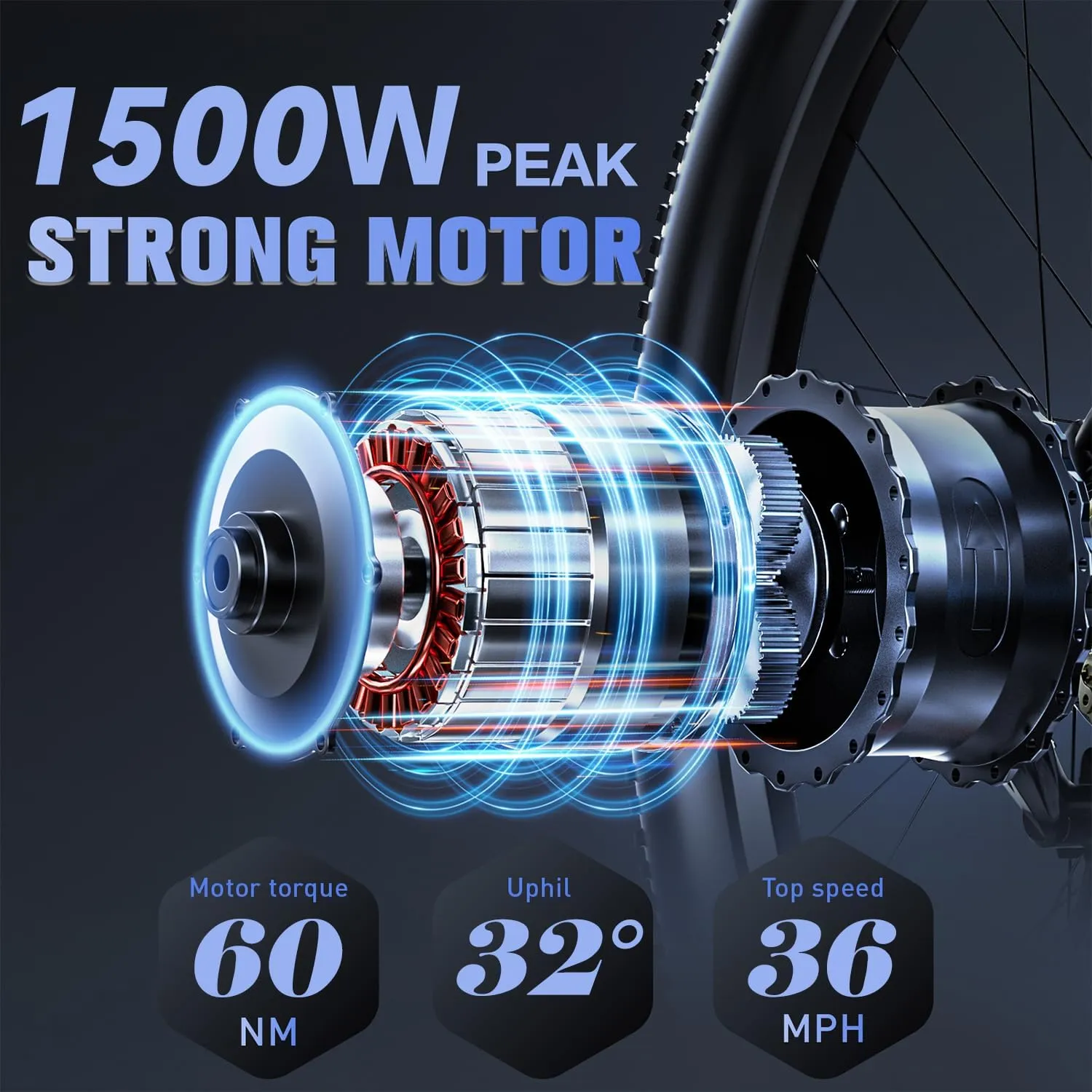 Electric Bike for Adults, 27.5'' 1500W Peak Ebike, Up to 80 Miles 36MPH Electric Mountain Bike with 48V 17.5AH Removable Battery, Fenders, Lockable Suspension Fork, 21-Speed