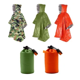 Emergency Water Proof Raincoat Aluminum Film Disposable Poncho Cold Insulation Rainwear