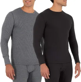 Fruit of the Loom Men's Recycled Waffle Thermal Underwear Crew Top (1 and 2 Packs)
