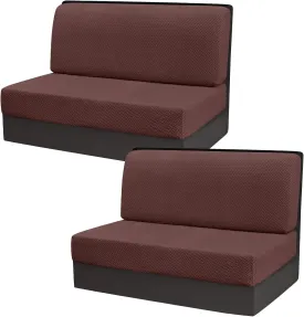 Gollense RV Dinette Cushion Covers, Stretch Camper Dinette Cushion Covers, Sectional Replacement RV Seat Covers for Travel Trailer Couch - Includes 2 Backrest Cover & 2 Bench Cover (T-Coffee)