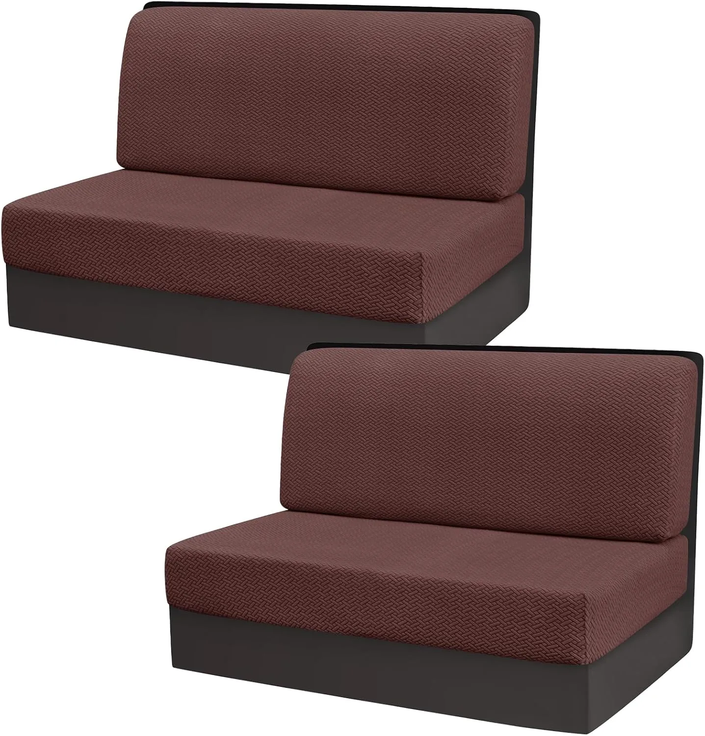 Gollense RV Dinette Cushion Covers, Stretch Camper Dinette Cushion Covers, Sectional Replacement RV Seat Covers for Travel Trailer Couch - Includes 2 Backrest Cover & 2 Bench Cover (T-Coffee)