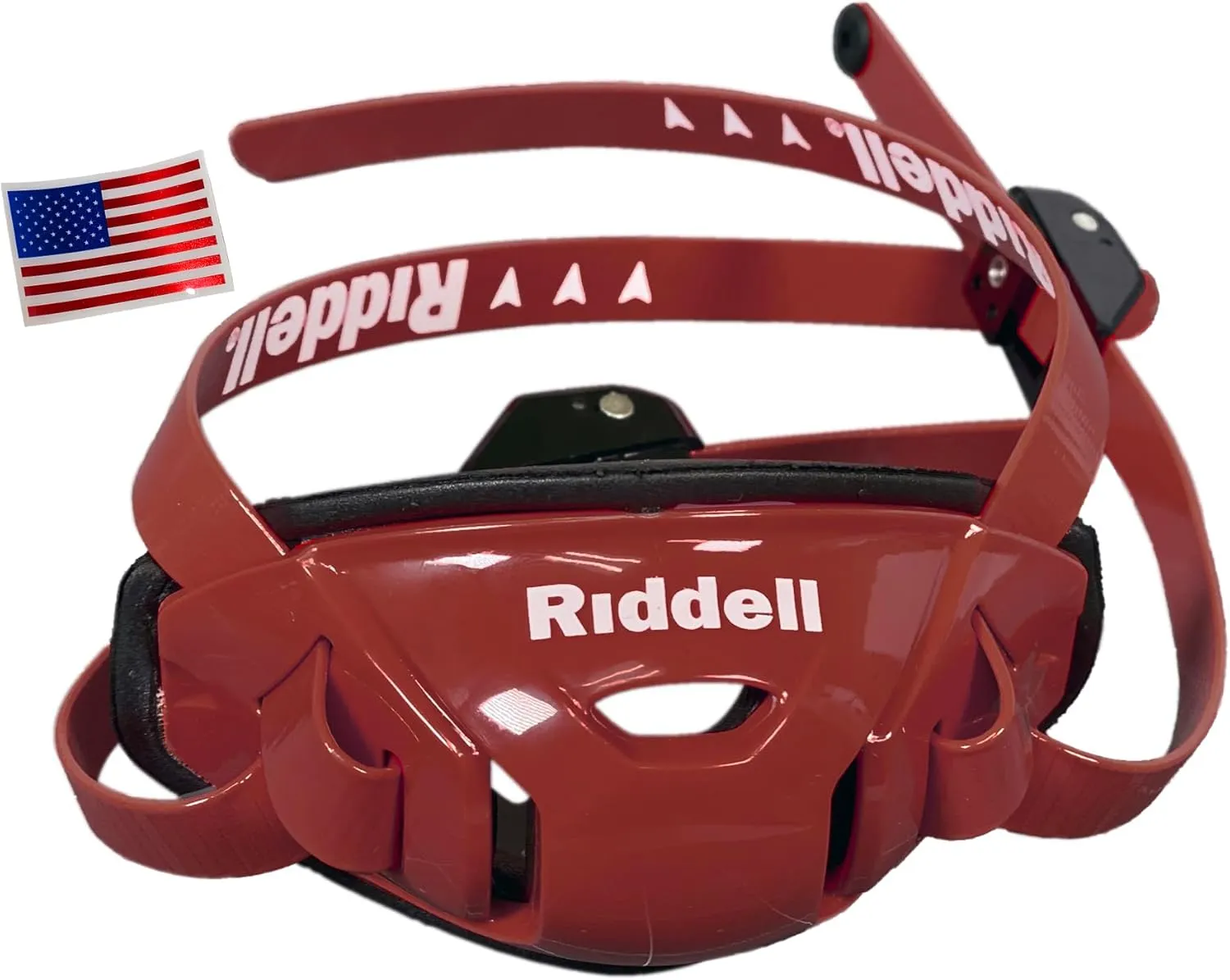 Green Gridiron Riddell SpeedFlex Hard Cup Cam-Loc Chinstrap   Chrome US Flag Helmet Decal (Medium, Cardinal)