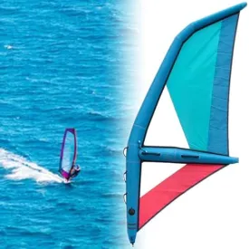 Inflatable Sail, Inflatable Windsurfing Sail Paddle Board with 360 Rotatable Base and Visualization Window for Wind Surfing Adventure, Beach Water Sports, Portable Kitesurfing Kite