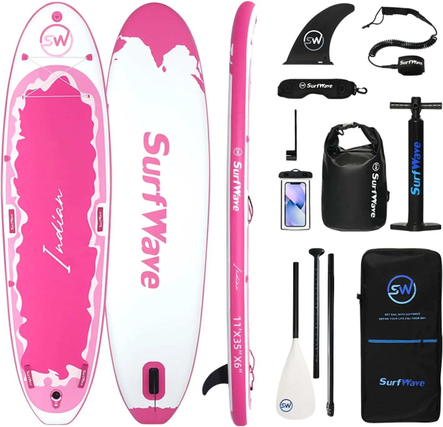 Inflatable Stand Up Paddle Board 11' X 34" X 6" for Beginners & Watersports
