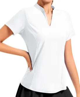 JoyGirl Women Golf Polo Shirts UPF 50  Short Sleeve Athletic T Shirts V Neck Quick Dry Tennis Tops for Women
