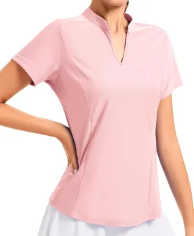 JoyGirl Women Golf Polo Shirts UPF 50  Short Sleeve Athletic T Shirts V Neck Quick Dry Tennis Tops for Women