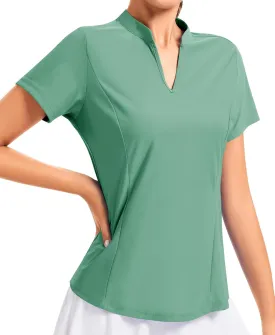 JoyGirl Women Golf Polo Shirts UPF 50  Short Sleeve Athletic T Shirts V Neck Quick Dry Tennis Tops for Women