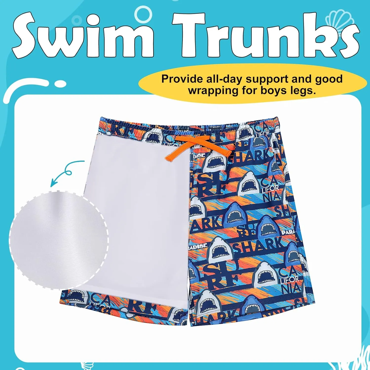 KAKU NANU Boys Swim Trunks Compression Liner Bathing Swimsuit Quick Dry Boxer Beach Board Shorts with Pockets 2-14 Years