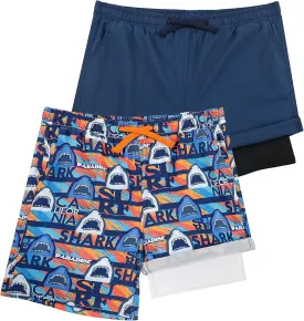 KAKU NANU Boys Swim Trunks Compression Liner Bathing Swimsuit Quick Dry Boxer Beach Board Shorts with Pockets 2-14 Years