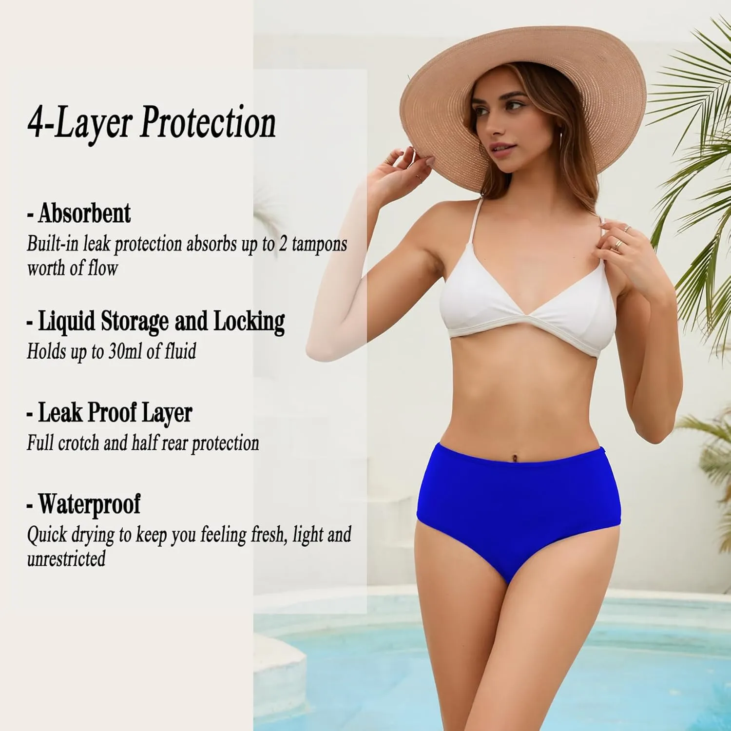 Leoparts Period Swimwear Leakproof Bikini Bottoms Black High Waisted Coverage Swimsuit Bottom for Girls Teens Women