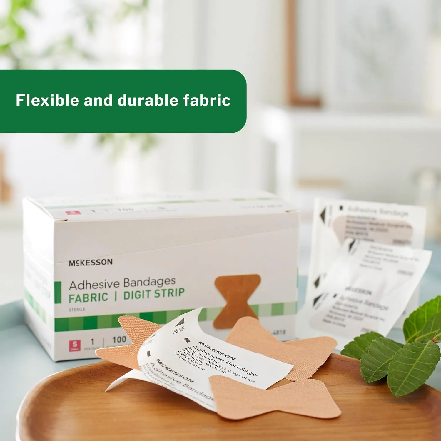 McKesson Adhesive Bandages, Sterile Fabric Digit Fingertip, Tan, 1.7 in x 2 in, 100 Count, 24 Packs, 2400 Total