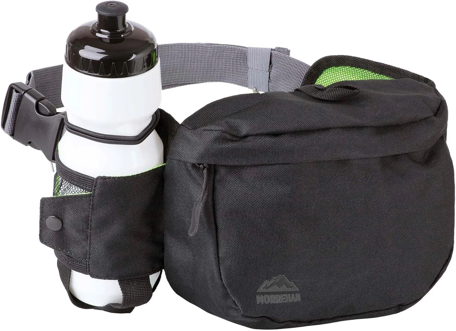 MTB Hip Pack with Bottle, Mountain Bike Waist Pack, Bike Fanny Pack, Lumbar Pack, Hiking Fanny Pack for Women. Hiking Waist Pack Includes a 25oz Bottle, (2L) Black