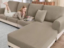 Sectional Couch Covers for Sofa Cushion L Shaped Couch Cover Washable Soft Couch Cushion Covers Stretch Sofa Slipcovers(1-Piece for Sofa Seat or Backrest, Khaki)