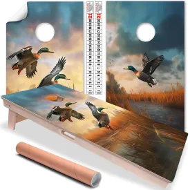 Set of 2 Cornhole Wraps for Boards Vinyl Decals - Camping, Hunting, Fishing Themed Designs - Corn Hole Bean Bag Toss Wrap Stickers Skins (Boards Not Included) (Duck Hunting)