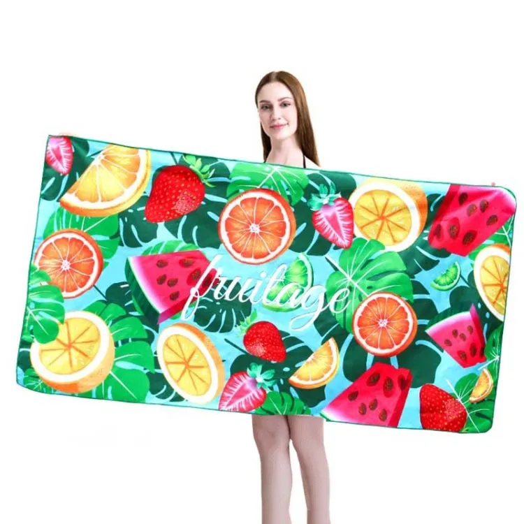 Sports Fitness Swimming Bath Towel Printed Double-Sided Velvet Absorbent Quick-Drying Beach Towel, Size: 156 x 81cm (Quick Dry Fruit)