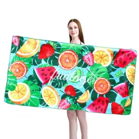 Sports Fitness Swimming Bath Towel Printed Double-Sided Velvet Absorbent Quick-Drying Beach Towel, Size: 156 x 81cm (Quick Dry Fruit)