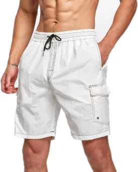 STICKON Mens Swim Trunks Quick Dry Summer Beach Shorts Board Shorts with Pockets