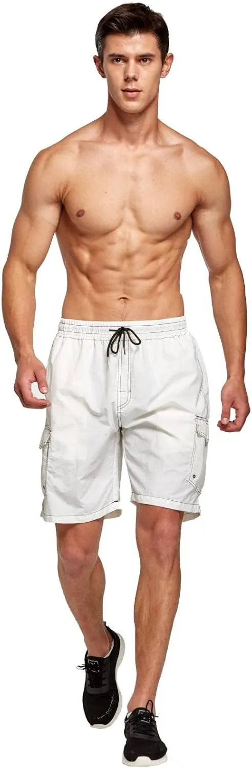 STICKON Mens Swim Trunks Quick Dry Summer Beach Shorts Board Shorts with Pockets