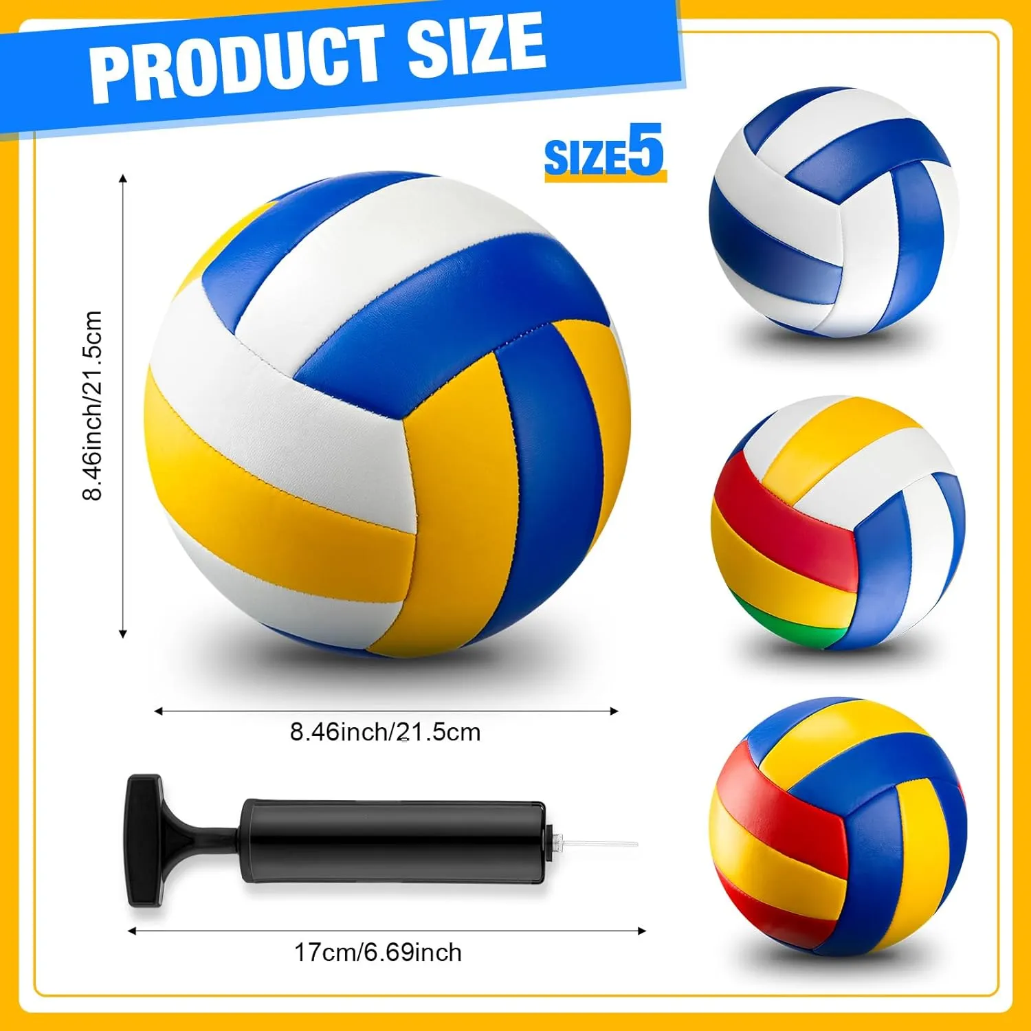 Syhood 10 Pcs Official Size 5 Volleyballs, Soft Beach Volley Ball with Pump Needle, Indoor Outdoor Volleyball for Girls Youth Adult Beach Sand Pool Water Game and Gym