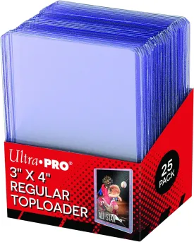 Ultra Pro 3" X 4" Clear Regular Toploader 25ct Top Loaders for Cards Baseball Card Protectors Hard Plastic Sleeves