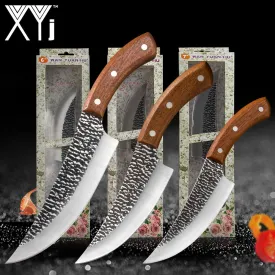 XYj 5" 6" 7" inch Forged Sliced Boning Kitchen Knife Full Tang Handmade Survival Camping Serbian