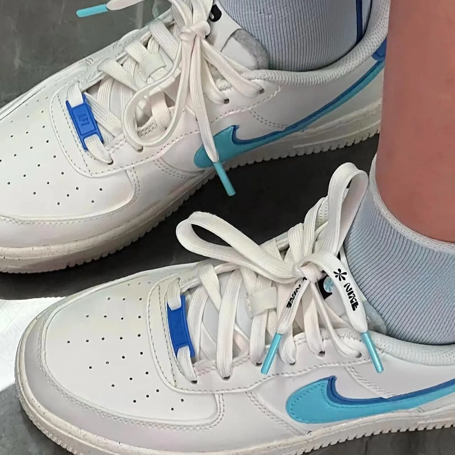 YLOKO Air Force 1 Original Laces with AF1 metal tags, 47-54 Flat Replacement Shoelaces for Air Force Ones Men Women Sneakers